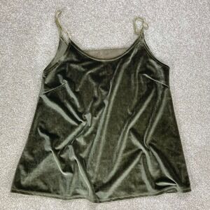 HYFVE Velvet Cami Tank Top Women Small Olive Green Lace Whimsygoth Mystical Y2K